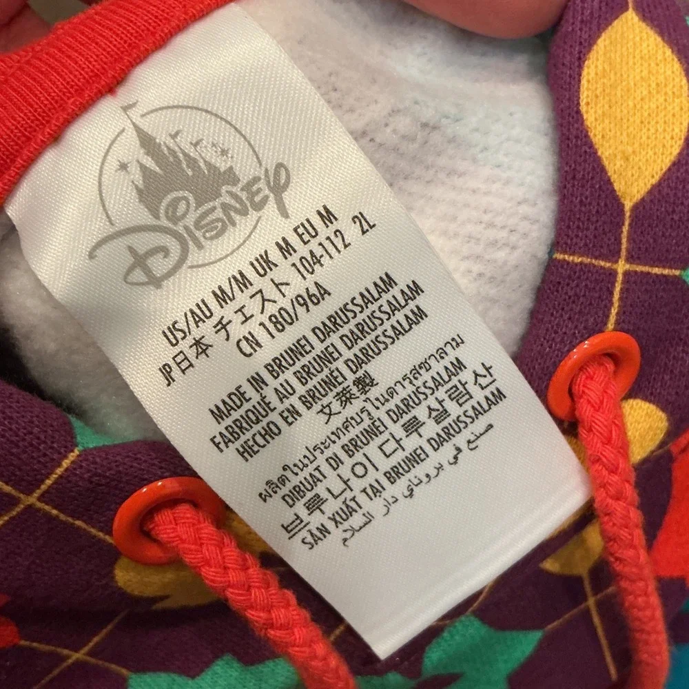 Disney Mickey Mouse Geometric Kaleidoscope Hoodie Multicolor Retro Sz M Pullover